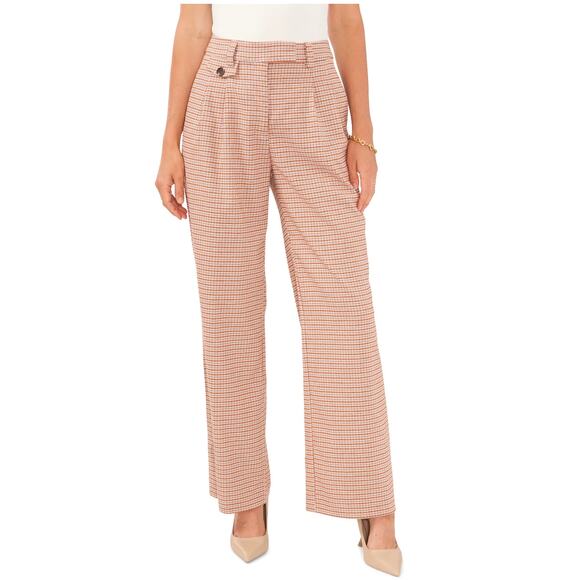 1.State Womens Pants 24W Orange Ginger Checker Plaid Wide Leg Trouser NWOT - Picture 1 of 10